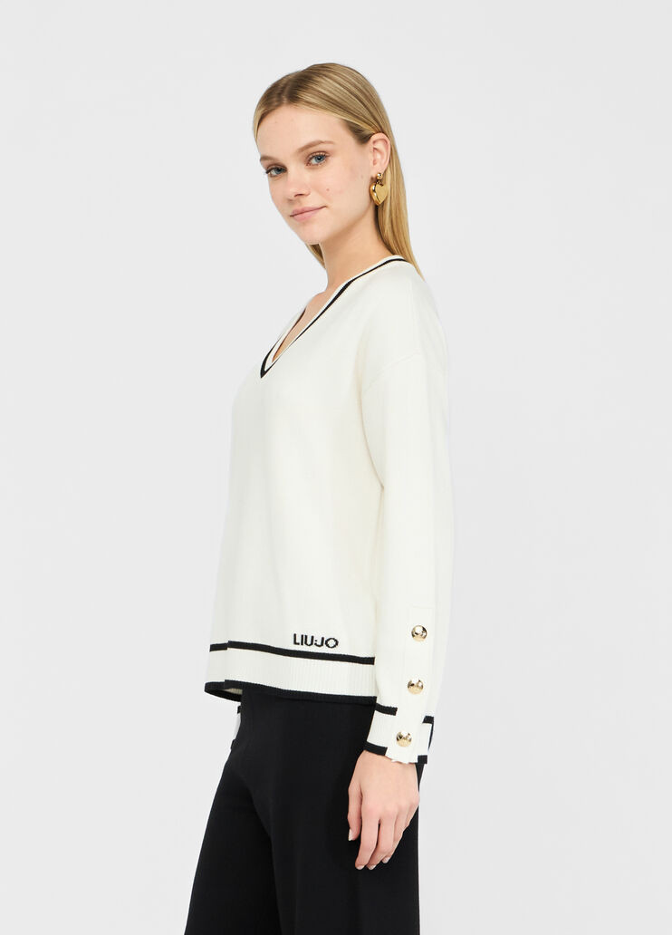 Jersey en mezcla de seda blanco Liu Jo - large image number 3 Jersey en mezcla de seda blanco Liu Jo - large image number 3