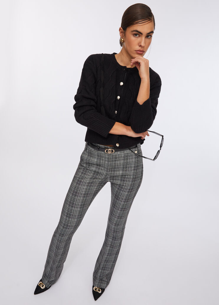 Glen plaid flare trousers glen plaid Liu Jo - large image number 4 Glen plaid flare trousers glen plaid Liu Jo - large image number 4