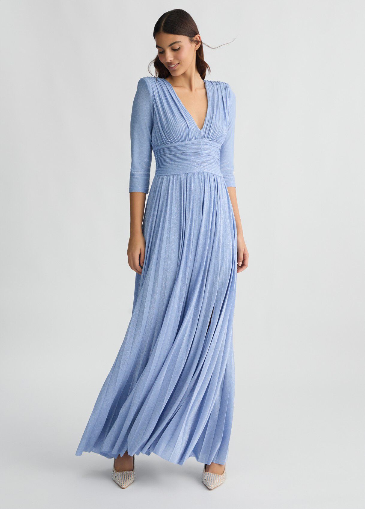 Long light blue pleated dress colour light blue Liu Jo