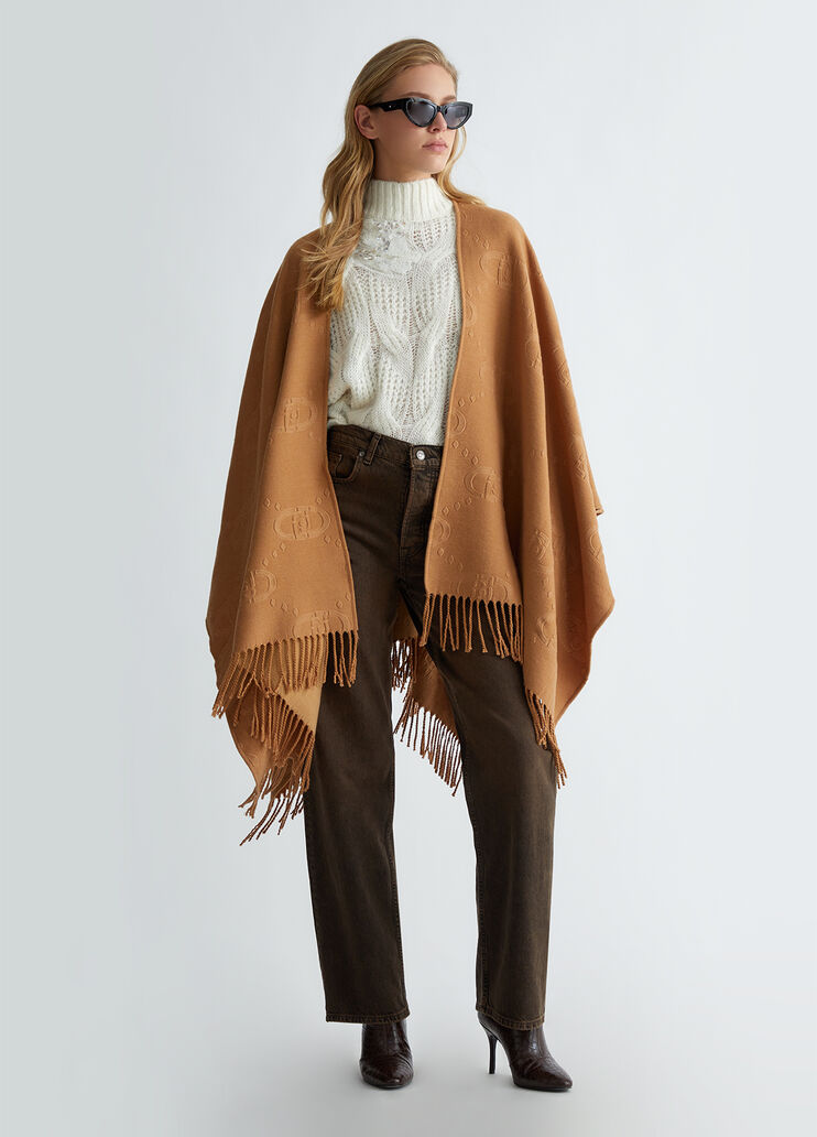 Poncho avec logo beige Liu Jo - medium Poncho avec logo beige Liu Jo - medium