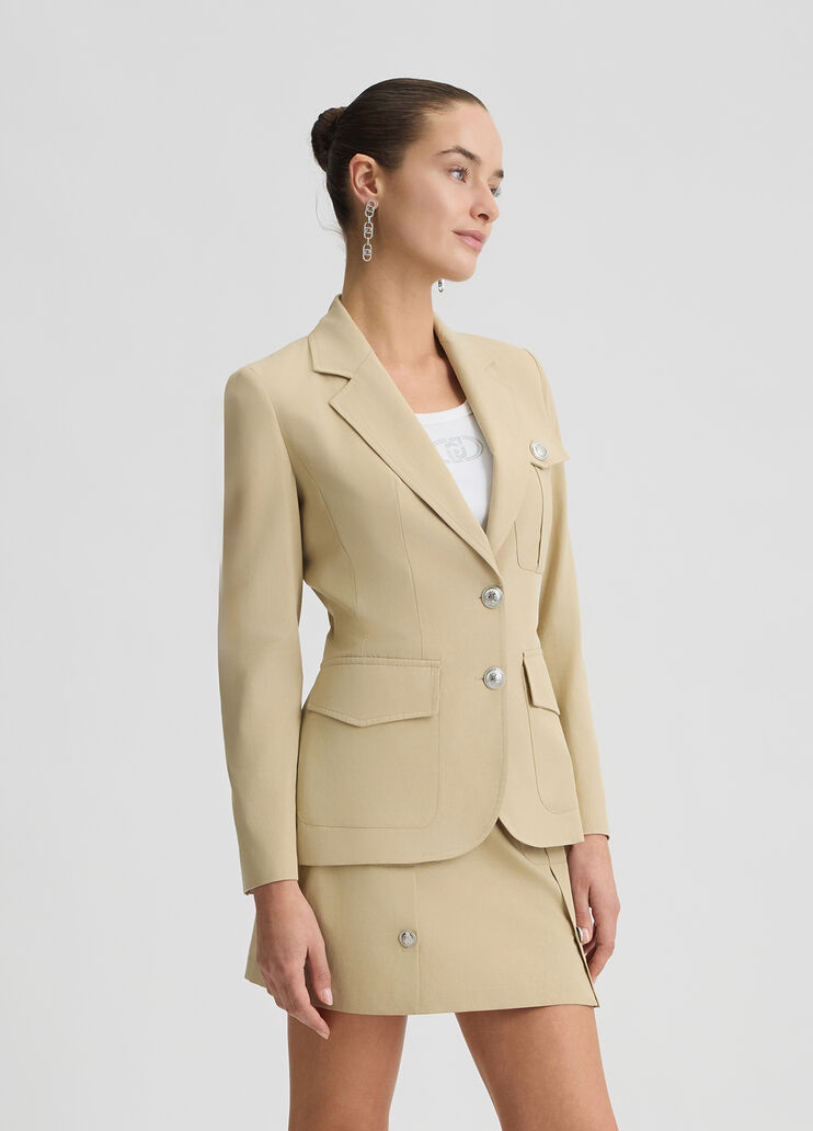 Cotton-blend blazer beige Liu Jo - large image number 3 Cotton-blend blazer beige Liu Jo - large image number 3