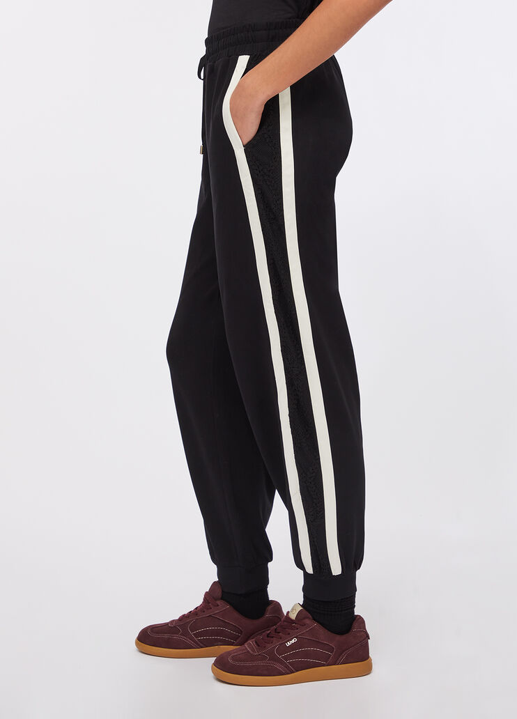 Plush jogging trousers with lace black Liu Jo - large image number 3