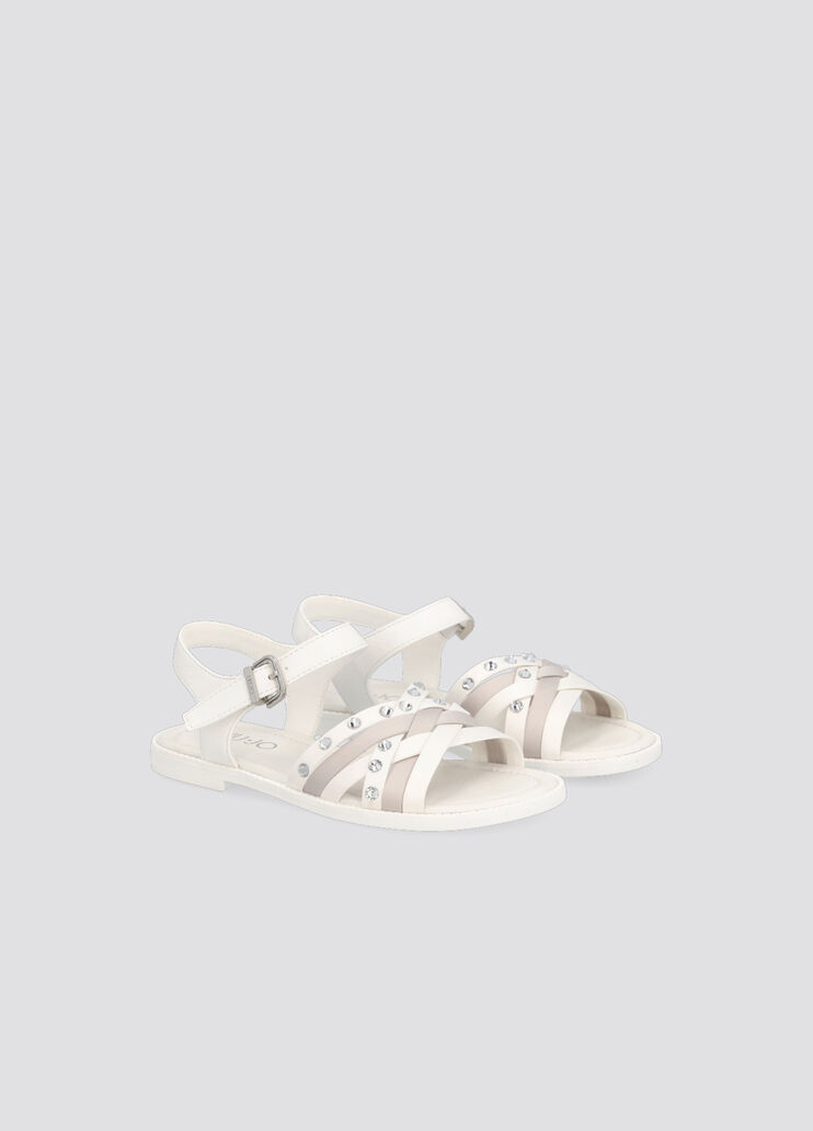 Сандалии на плоской подошве с роскошной отделкой камнями белый/серебристый Liu Jo - large image number 1