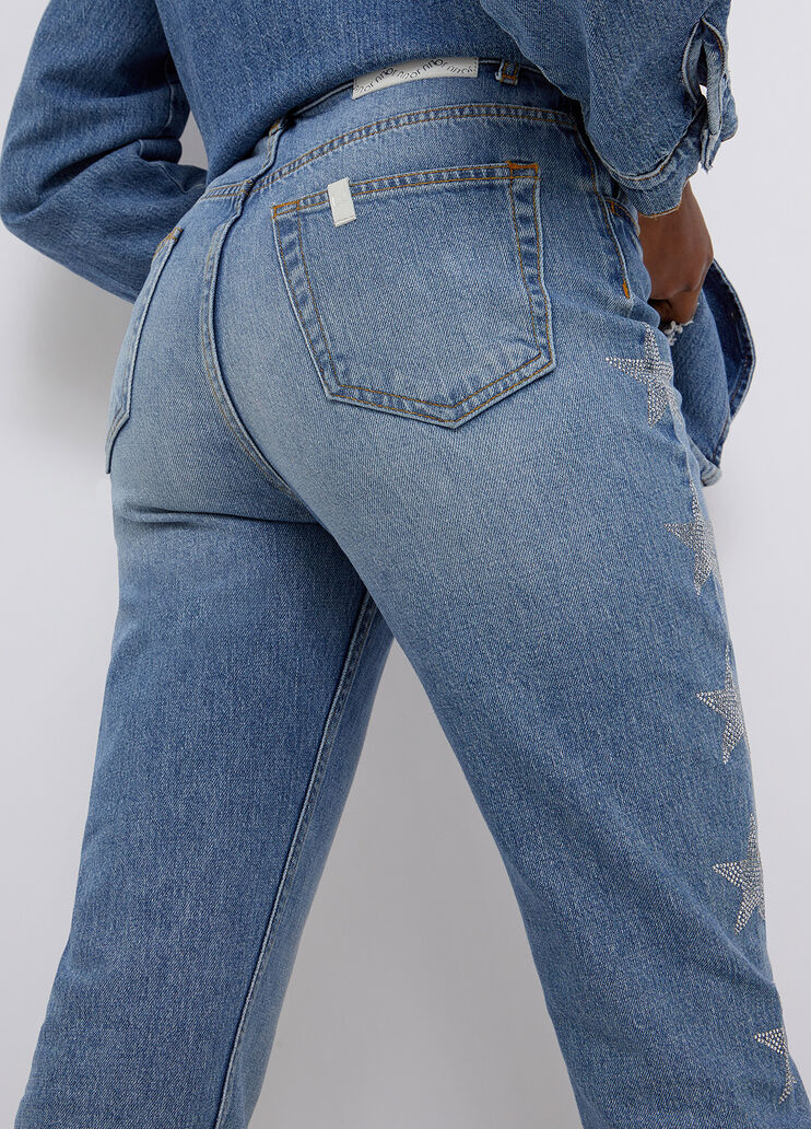 Eco-friendly jeans with jewel stars blue denim Liu Jo - large image number 4 Eco-friendly jeans with jewel stars blue denim Liu Jo - large image number 4