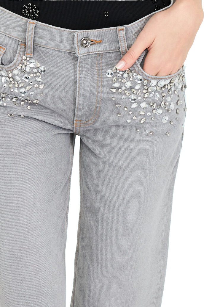 Jean jambe droite avec strass denim gris Liu Jo - large image number 2