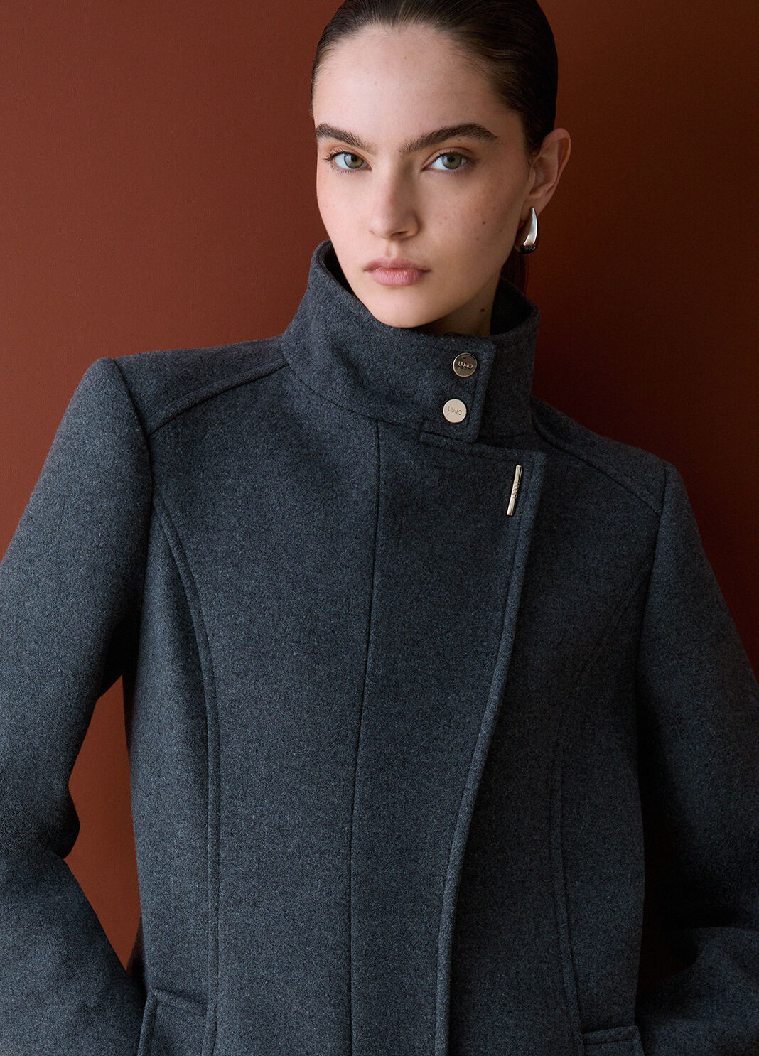 Midi coat in wool blend fabric grey Liu Jo - large image number 2