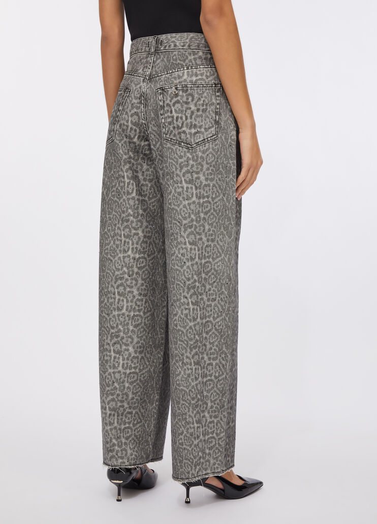 Flared trousers with print grey animal print Liu Jo - large image number 1