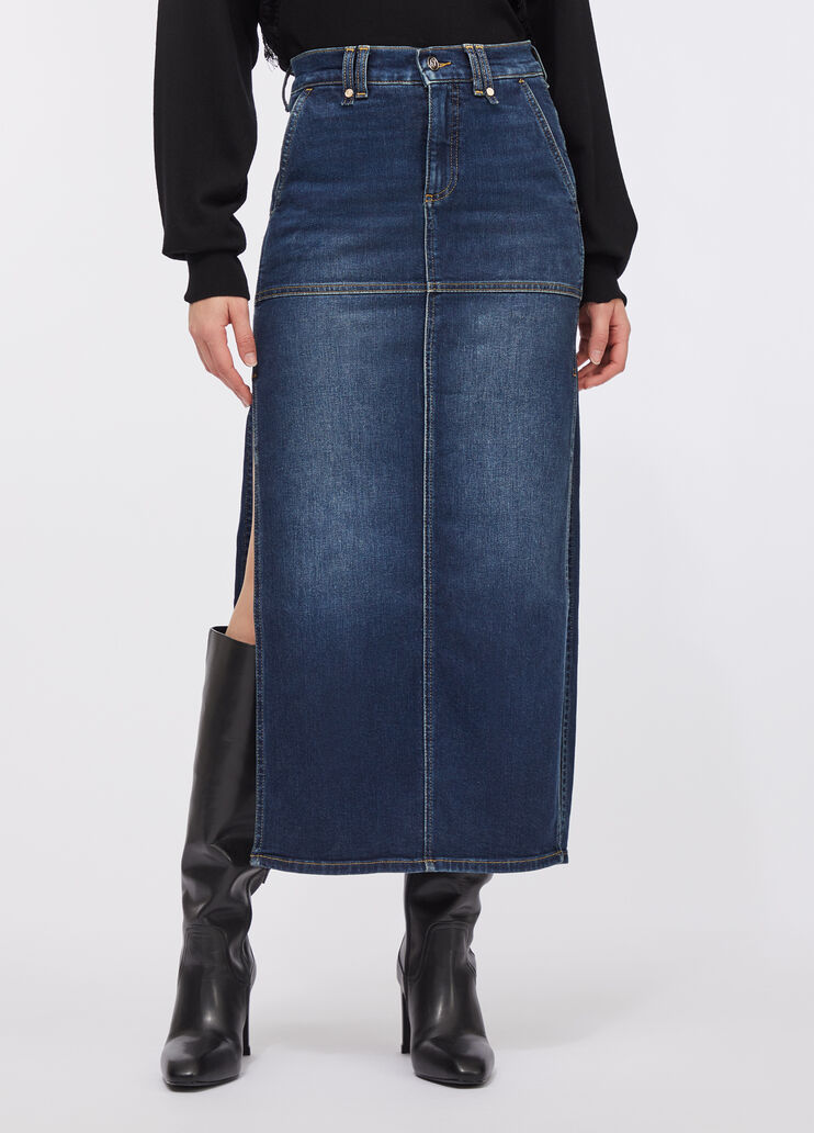 Gonna in denim con spacchi denim blu chiaro Liu Jo - large image number 0