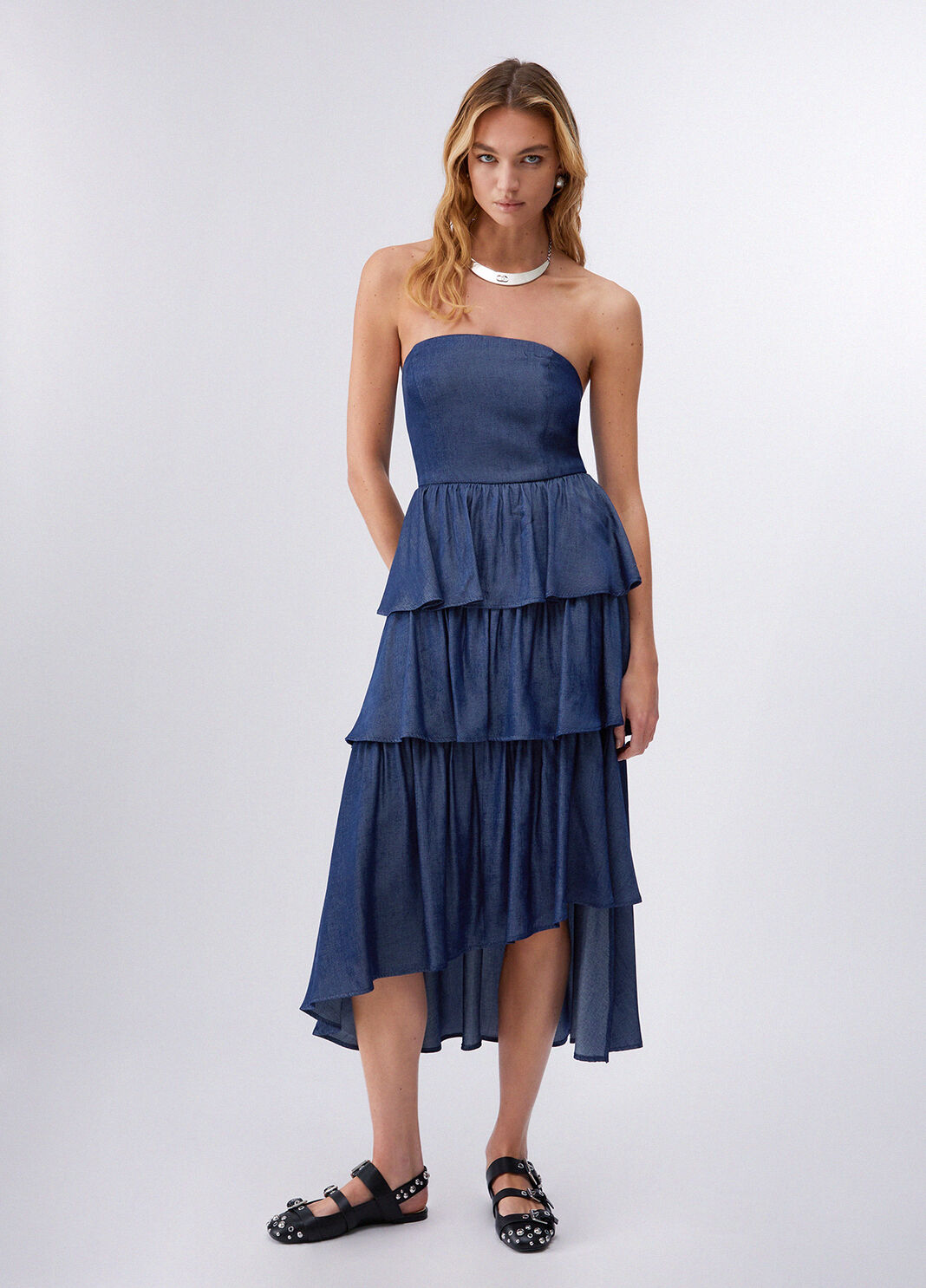 Asymmetrisches Midikleid Dunkles Denimblau Liu Jo - large image number 0