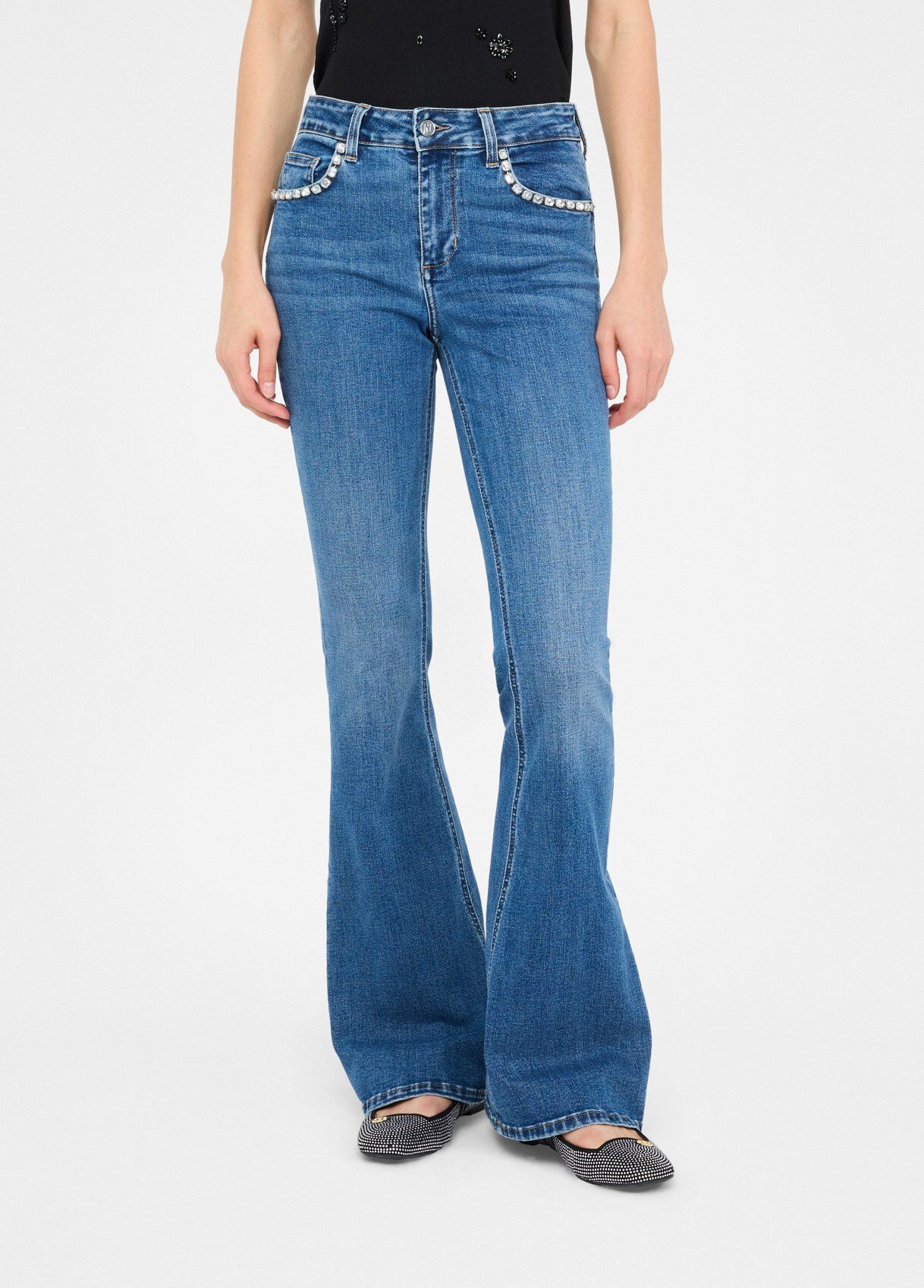 High-rise flared jeans colour light blue denim | Liu Jo
