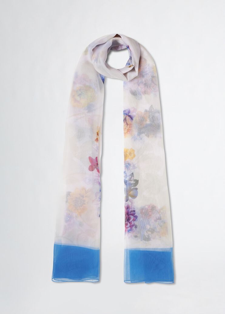 Floral shawl with logo blue Liu Jo - medium