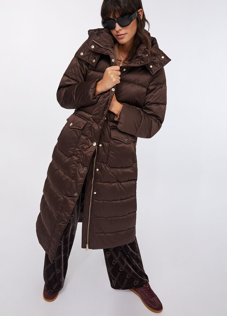 Long down jacket with hood chocolate Liu Jo - medium
