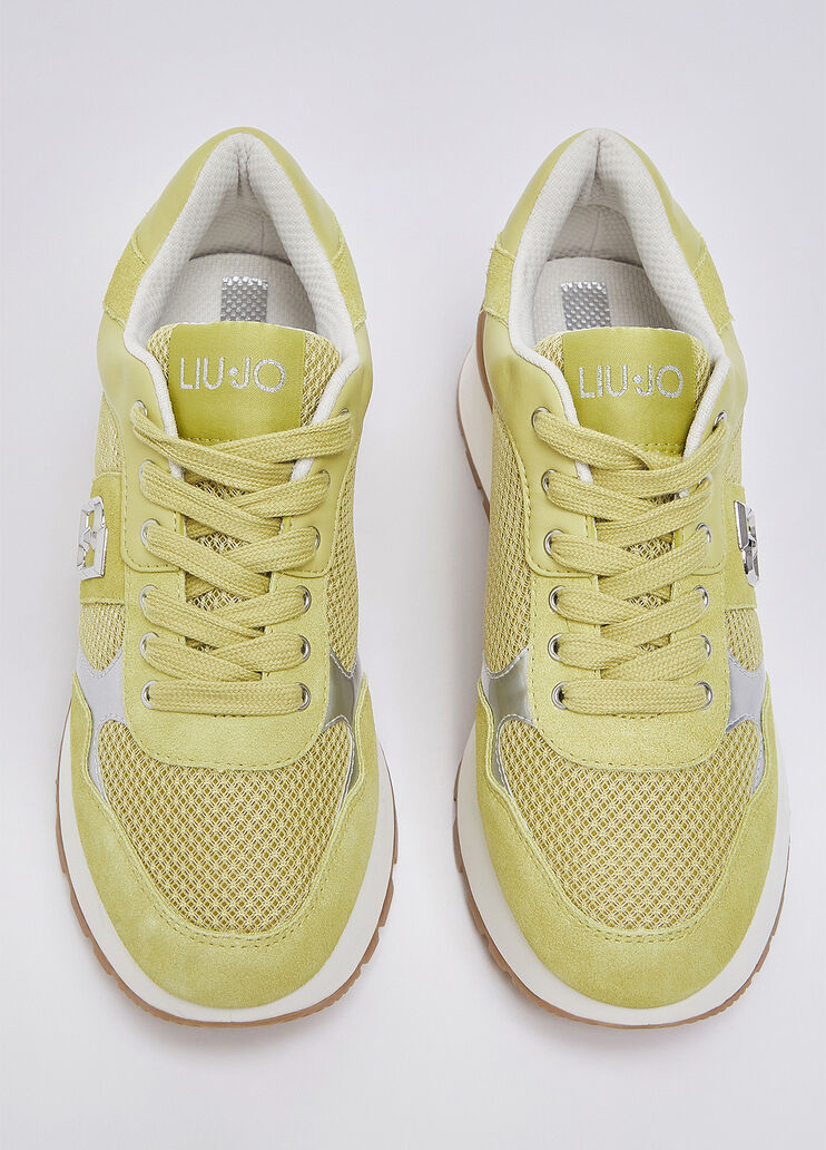 Plateau-Sneaker aus Veloursleder und Mesh gelb Liu Jo - medium