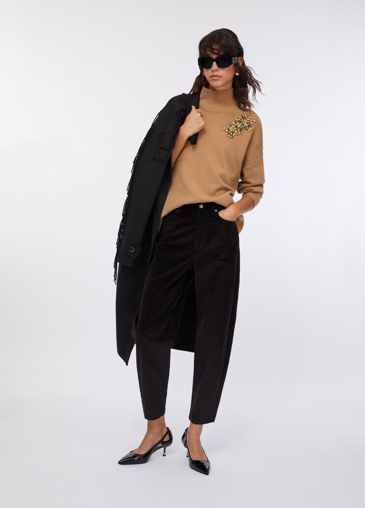 100% wool jumper with bejewelled embroidery beige Liu Jo - large image number 5 100% wool jumper with bejewelled embroidery beige Liu Jo - large image number 5