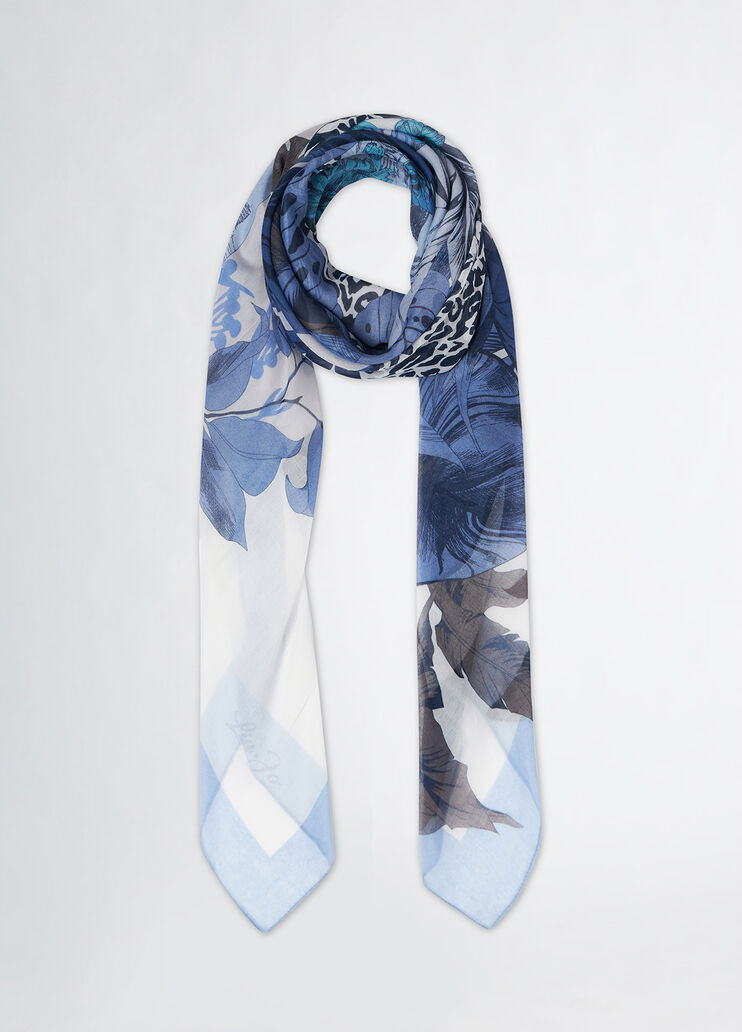 Scarf with floral print blue denim Liu Jo - medium Scarf with floral print blue denim Liu Jo - medium
