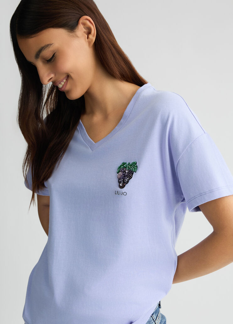 T-shirt with grape lavender Liu Jo - large image number 4 T-shirt with grape lavender Liu Jo - large image number 4