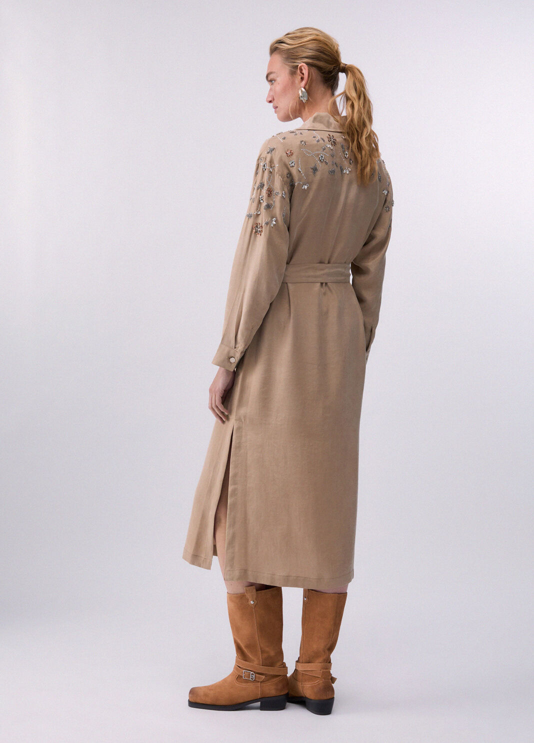 Langes Kleid mit Schmuckstickereien Hellbeige Liu Jo - large image number 1