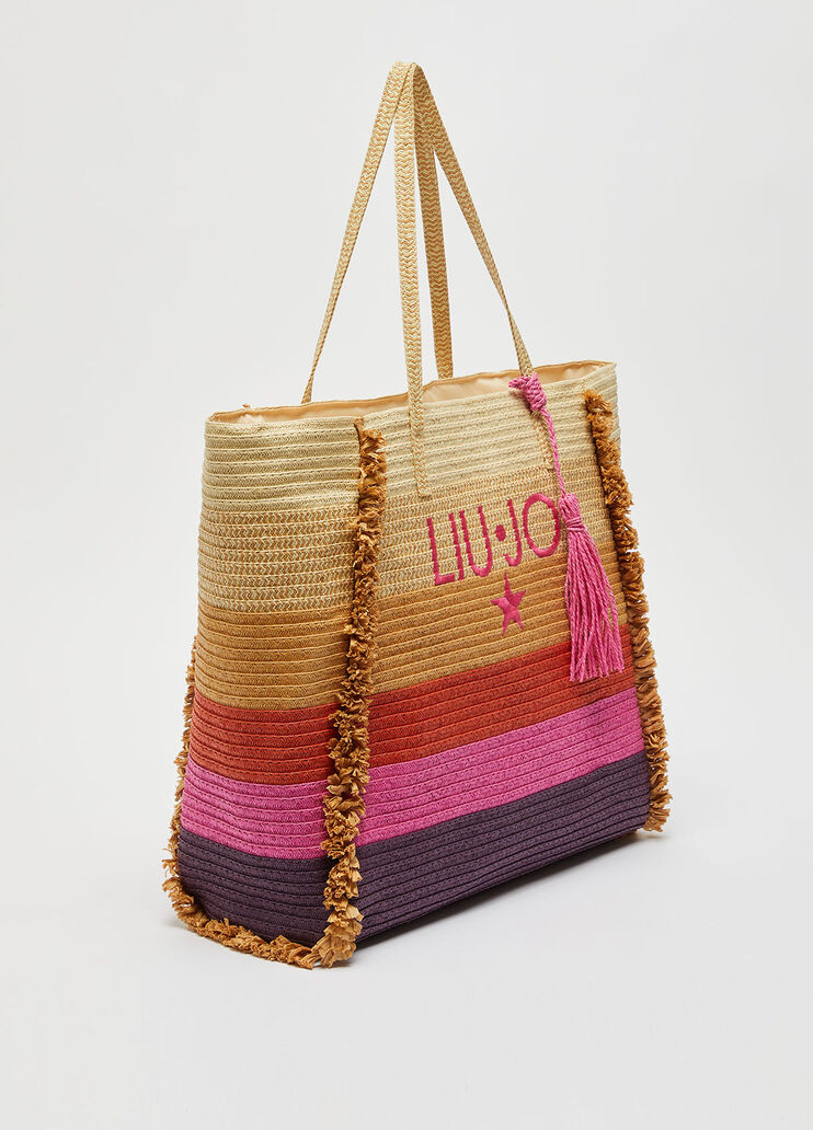 Пляжная сумка с бахромой слоновая кость/землистый/фуксия Liu Jo - large image number 2
