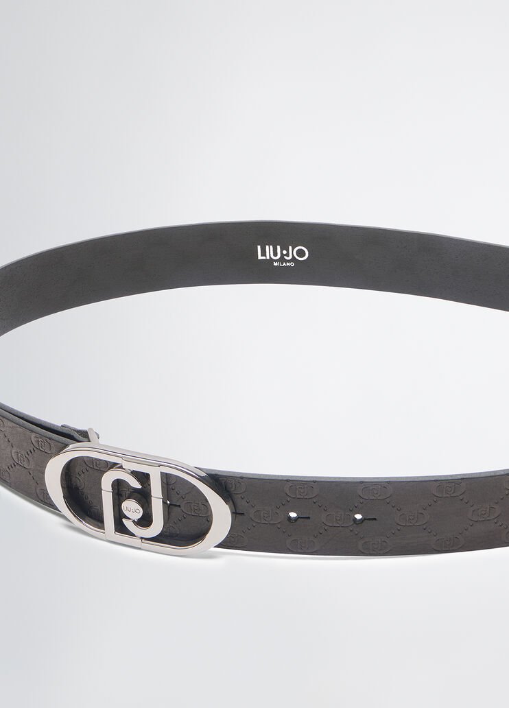 Glossy belt with logo black Liu Jo - medium Glossy belt with logo black Liu Jo - medium