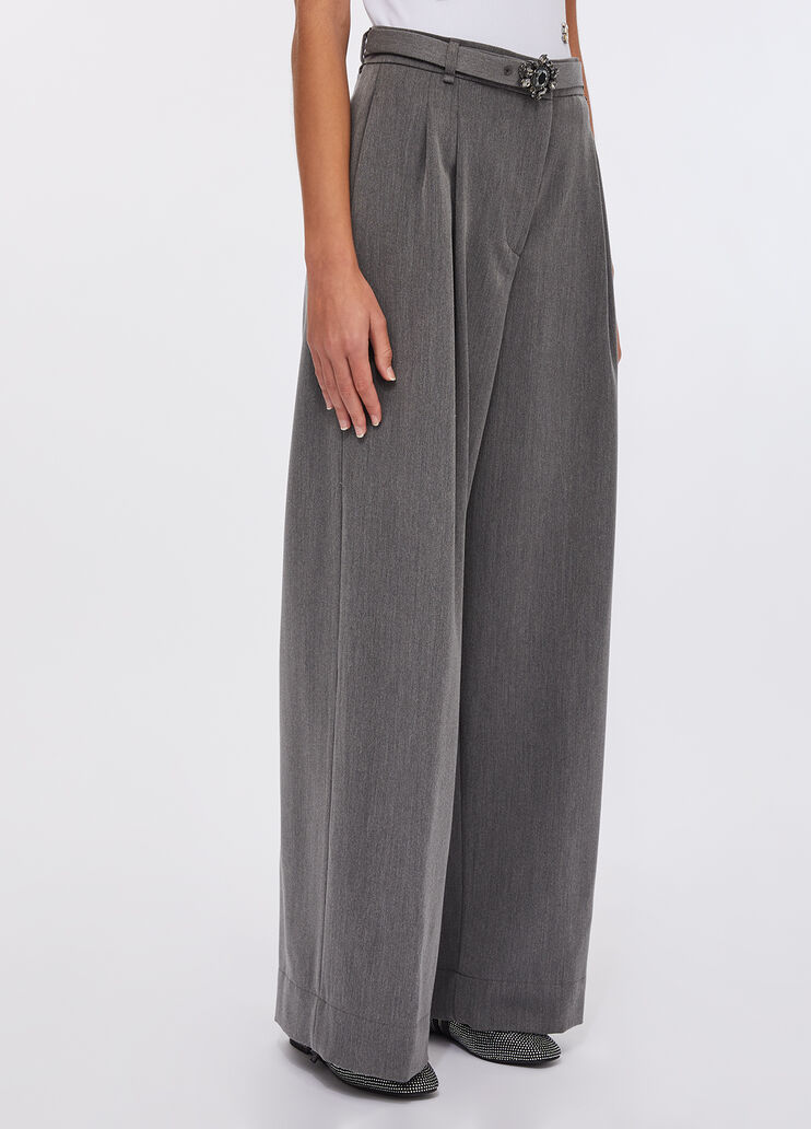 Palazzo trousers with belt grey Liu Jo - large image number 4 Palazzo trousers with belt grey Liu Jo - large image number 4