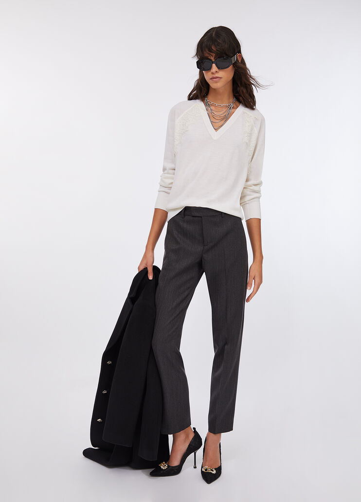 Wool jumper with lace milk Liu Jo - large image number 5