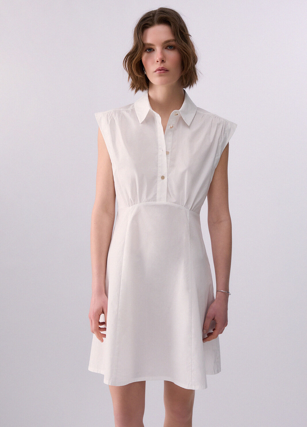 Vestido corto de popelina blanco lana Liu Jo - large image number 0
