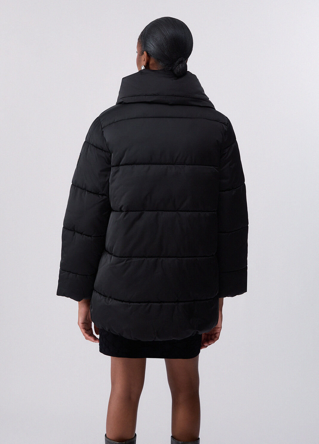 Oversized padded jacket in shiny nylon black Liu Jo - large image number 1