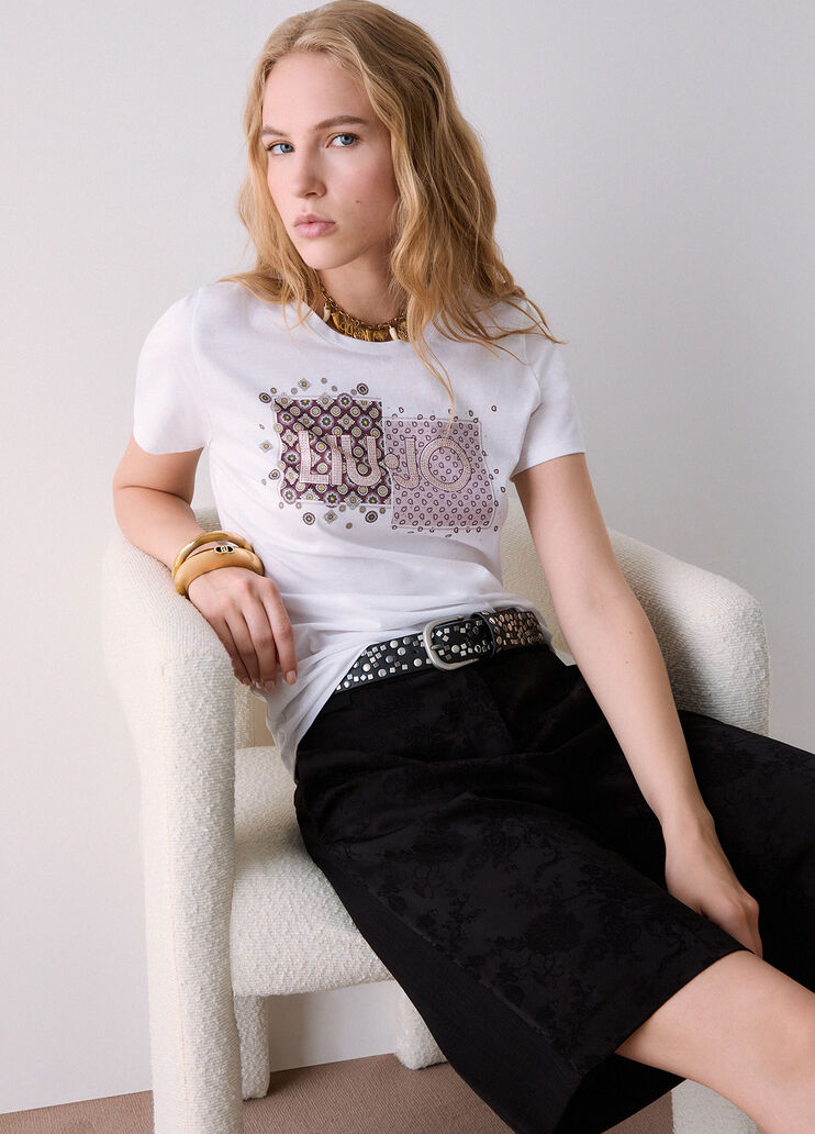 Logo T-shirt white/red Liu Jo - medium