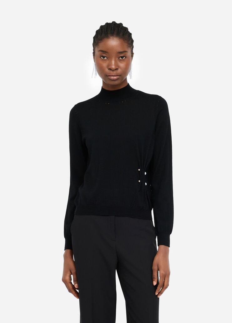 Wool sweater with beads black Liu Jo - large image number 0 Wool sweater with beads black Liu Jo - large image number 0