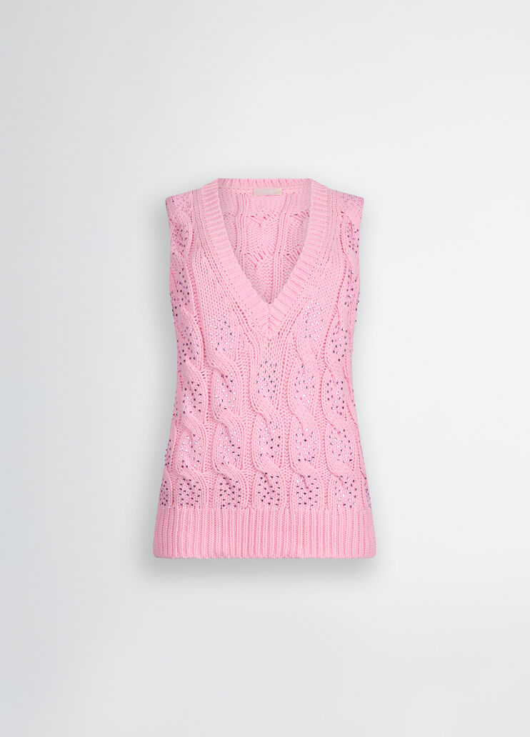 Pink knit vest pink Liu Jo - large image number 6 Pink knit vest pink Liu Jo - large image number 6