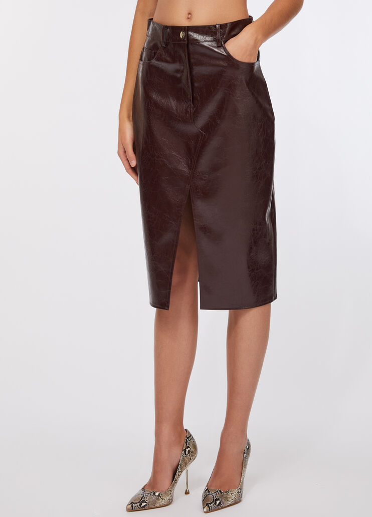 Glossy five-pocket skirt dark brown Liu Jo - large image number 0