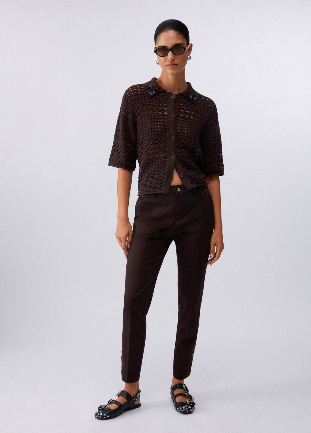 Crochet cardigan dark brown Liu Jo - large image number 5