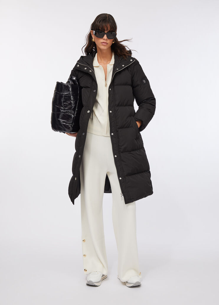 Longline down jacket with bejewelled embroidery black Liu Jo - medium