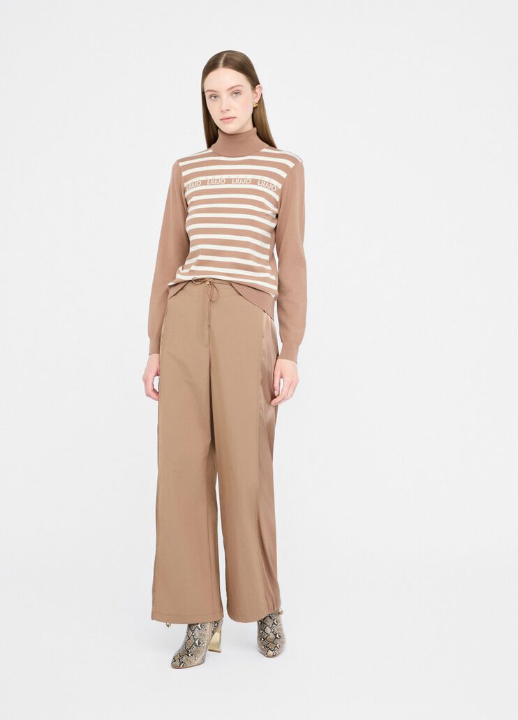 Jogging trousers in nylon and satin milk chocolate Liu Jo - medium Jogging trousers in nylon and satin milk chocolate Liu Jo - medium
