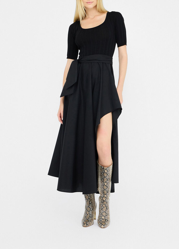 Langes Strickkleid mit Schleife Schwarz Liu Jo - medium