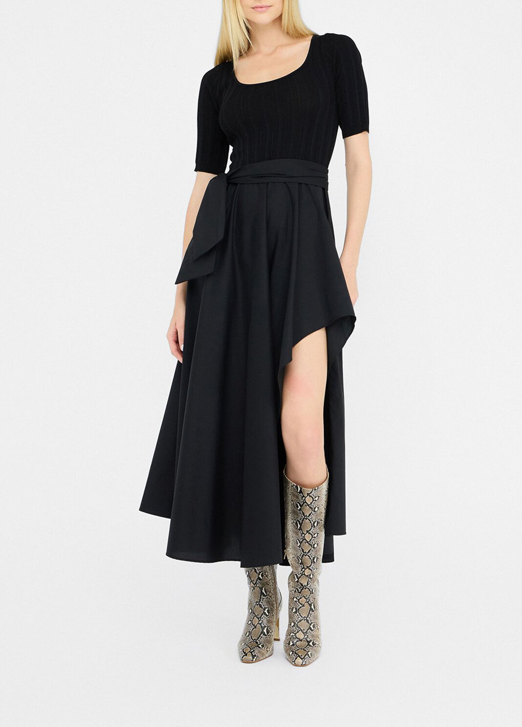 Langes Strickkleid mit Schleife Schwarz Liu Jo - large image number 0