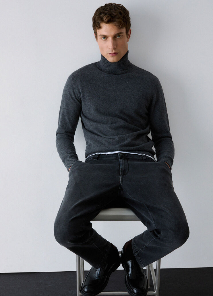 Turtleneck in wool and cashmere dark grey Liu Jo - medium