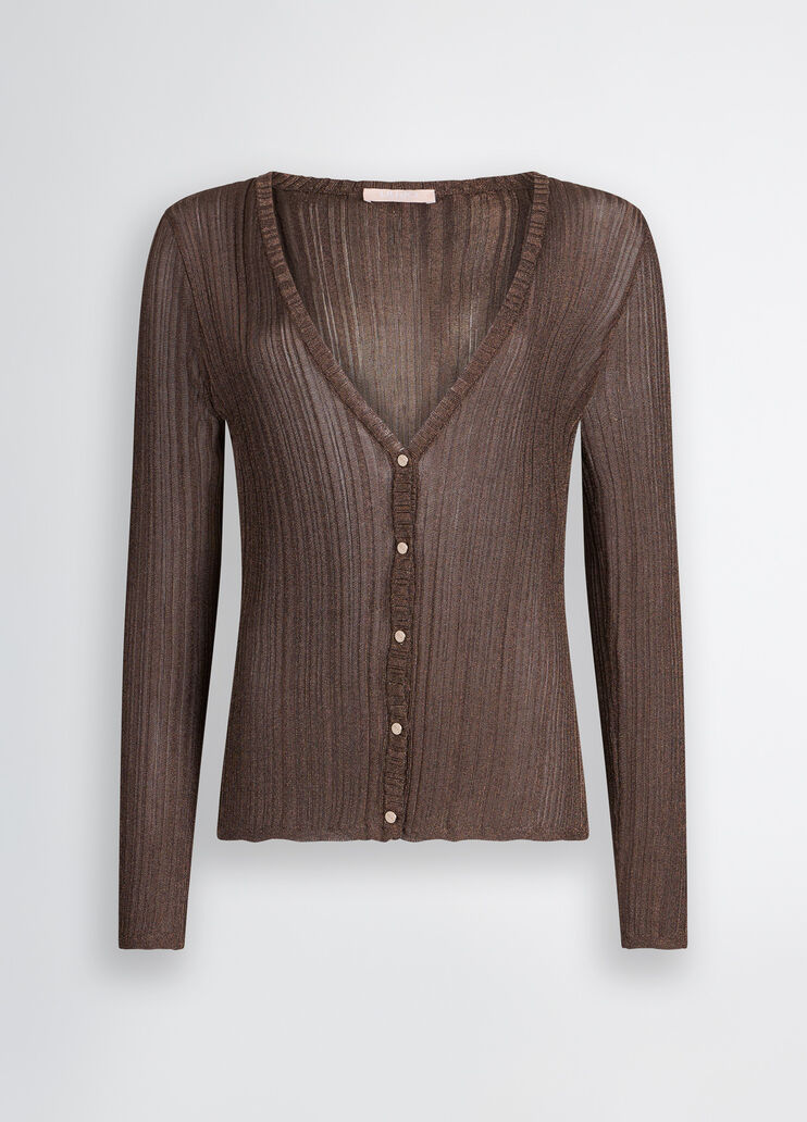 Lurex cardigan chocolate Liu Jo - large image number 6 Lurex cardigan chocolate Liu Jo - large image number 6