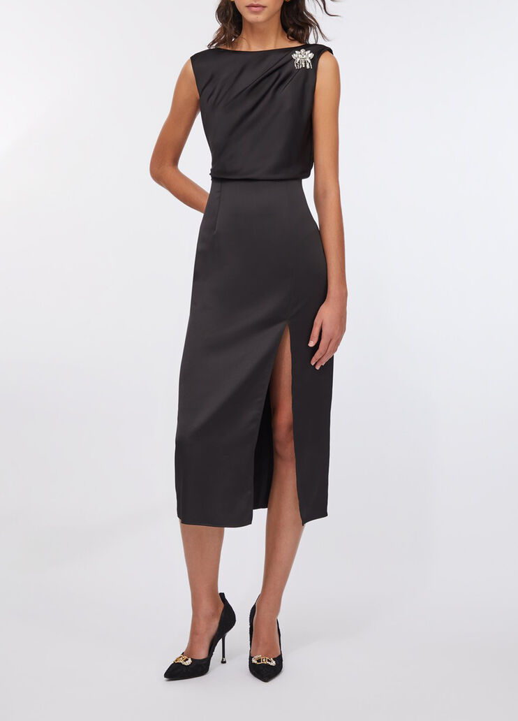 Midi dress elegant in satin black Liu Jo - medium