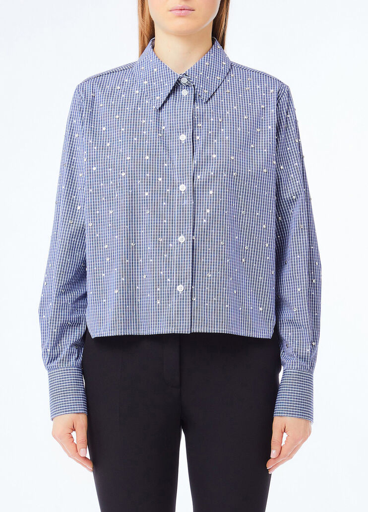 Camisa de popelina con strass cuadros azules Liu Jo - medium