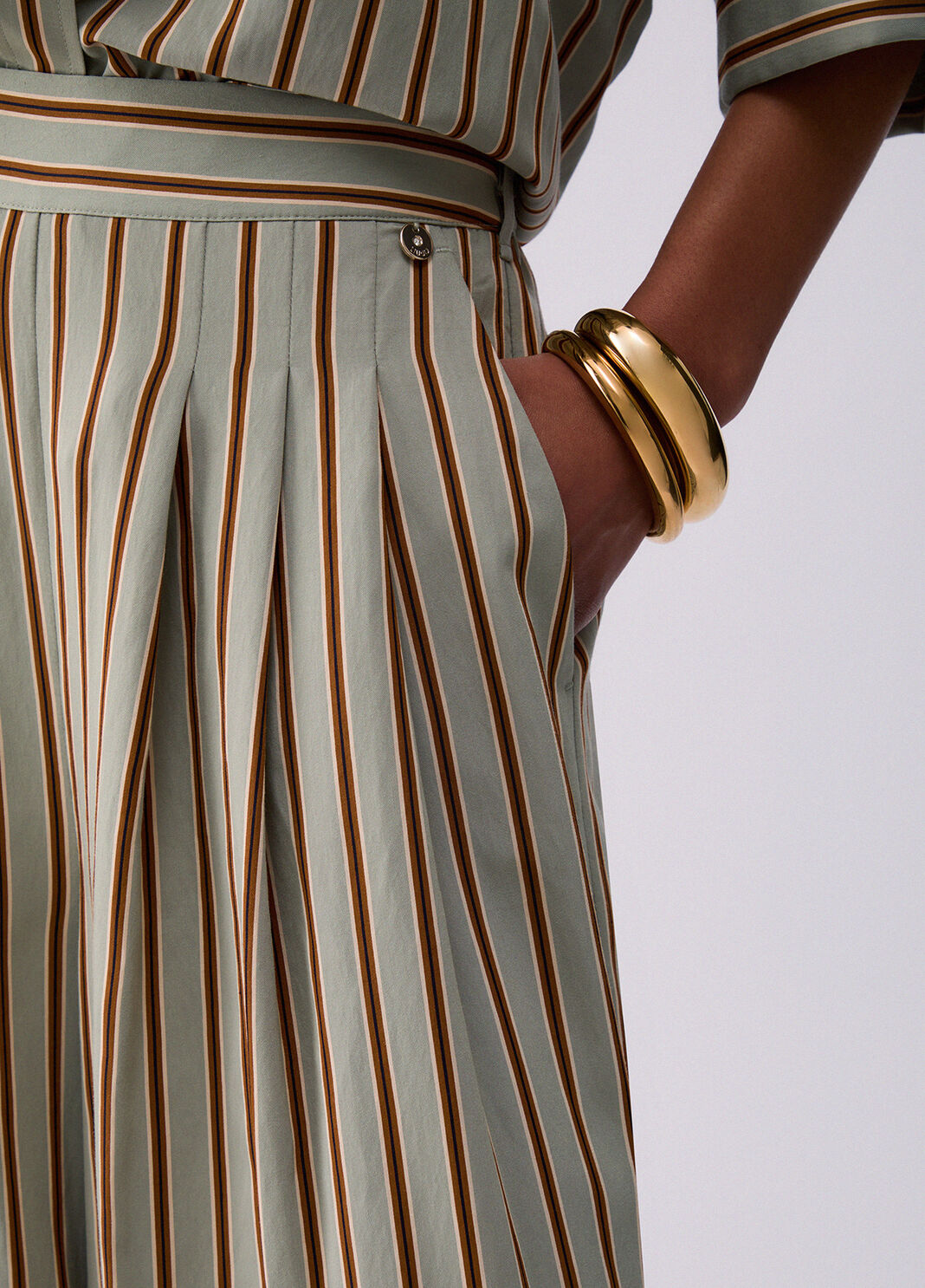 Pantalon en rayonne &agrave; rayures vert &agrave; rayures Liu Jo - large image number 4