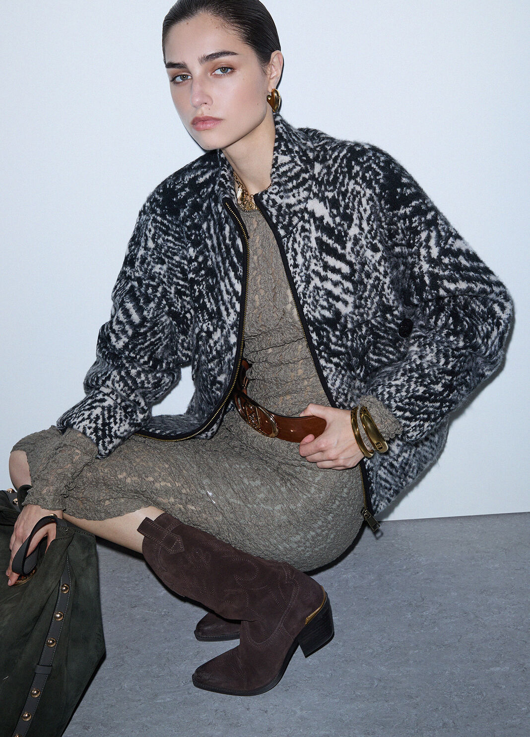 Bomber de punto jacquard espiga gris Liu Jo - large image number 3