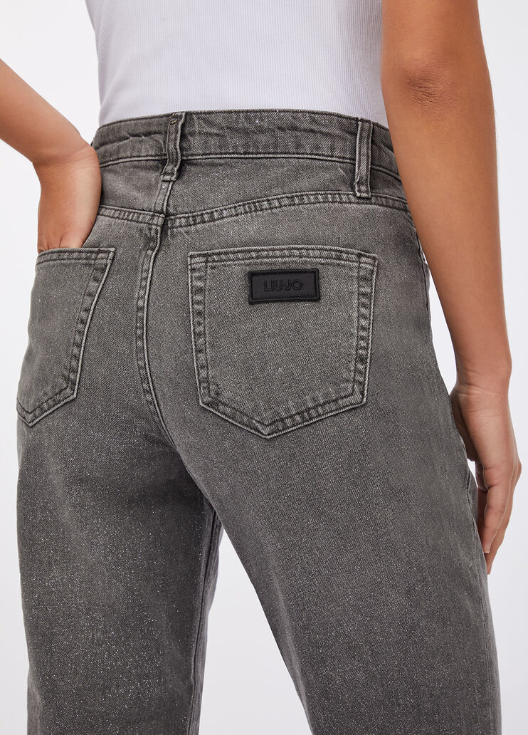 Jeans straight a vita alta grigio gessato Liu Jo - medium