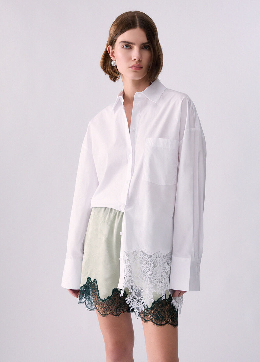Poplin Shirt with Lace colour optical white | Liu Jo