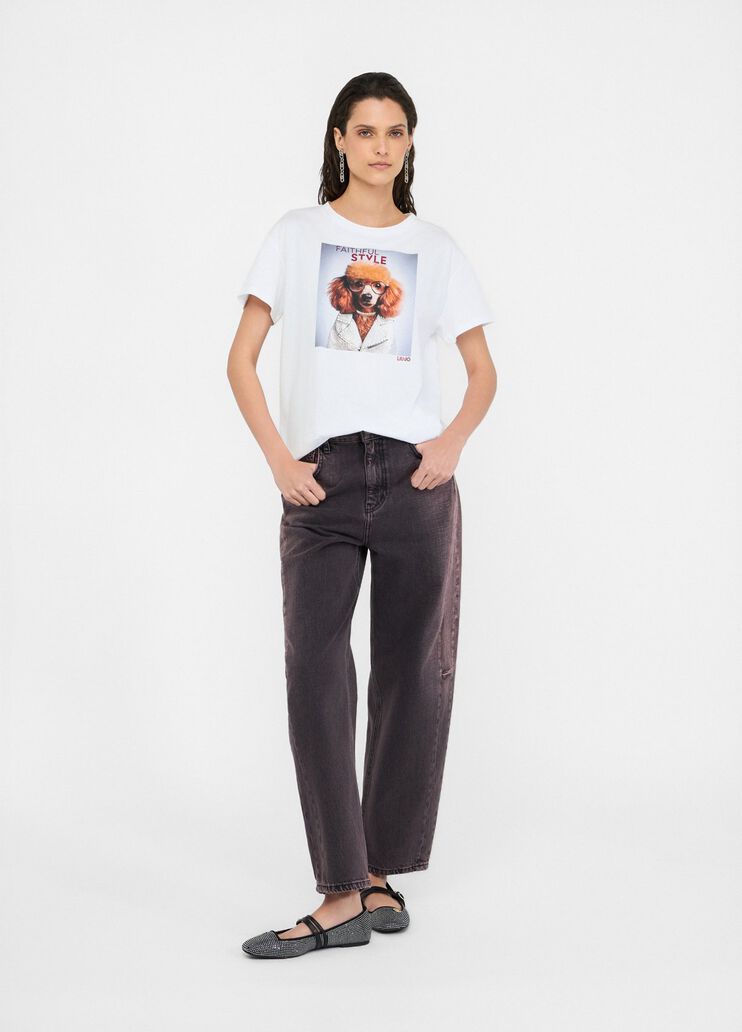 Printed T-shirt with rhinestones white Liu Jo - large image number 5 Printed T-shirt with rhinestones white Liu Jo - large image number 5