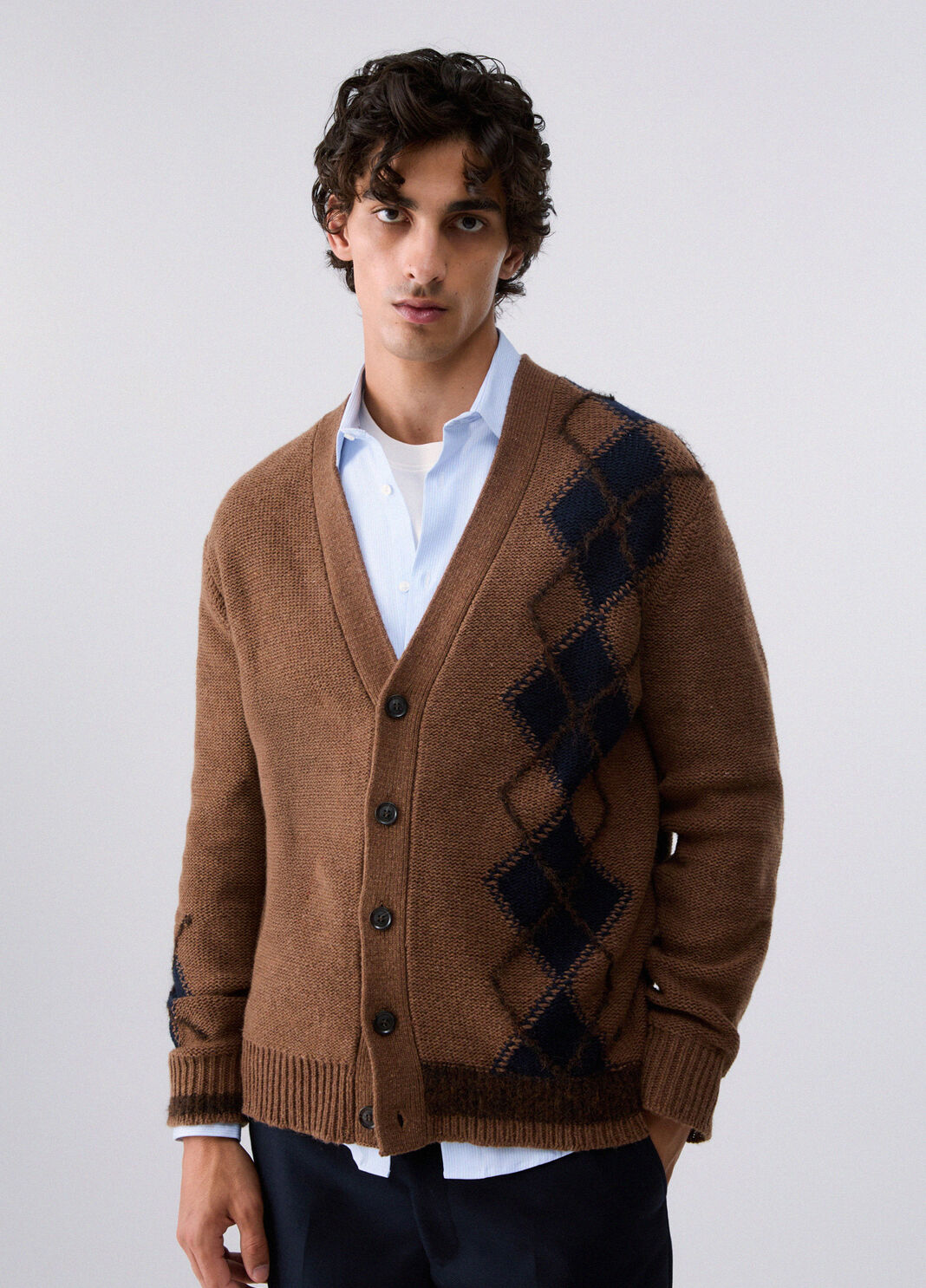 Cardigan jacquard in a wool blend beige Liu Jo - large image number 0