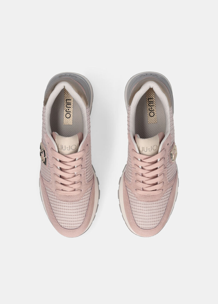 Suede and mesh sneakers nude Liu Jo - large image number 4