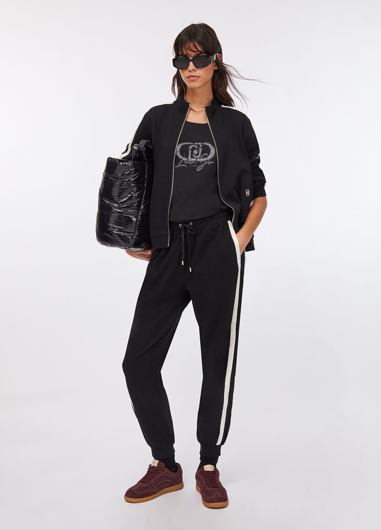 Plush jogging trousers with lace black Liu Jo - medium