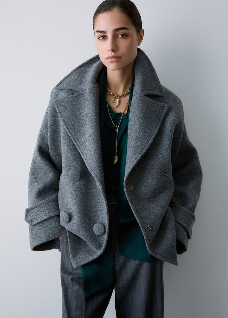 Oversized wool coat grey m&eacute;lange Liu Jo - medium
