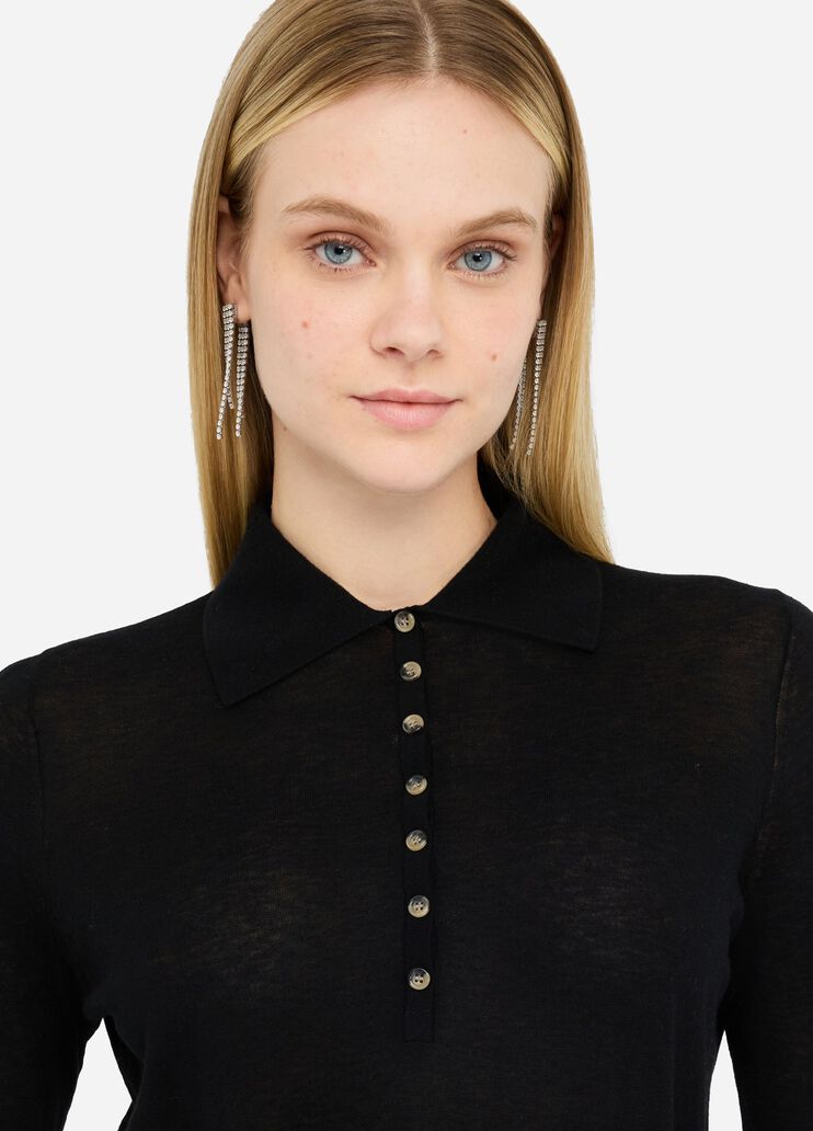 Poloshirt aus Baumwolle und Cashmere Schwarz Liu Jo - medium Poloshirt aus Baumwolle und Cashmere Schwarz Liu Jo - medium